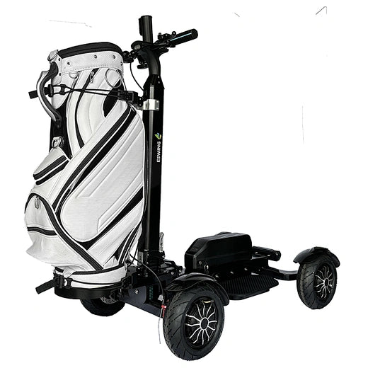 Rafknúin golfskutla (aðeins 40kg) Þægilegt sæti og regnhlífa haldari fylgir með tækinu.