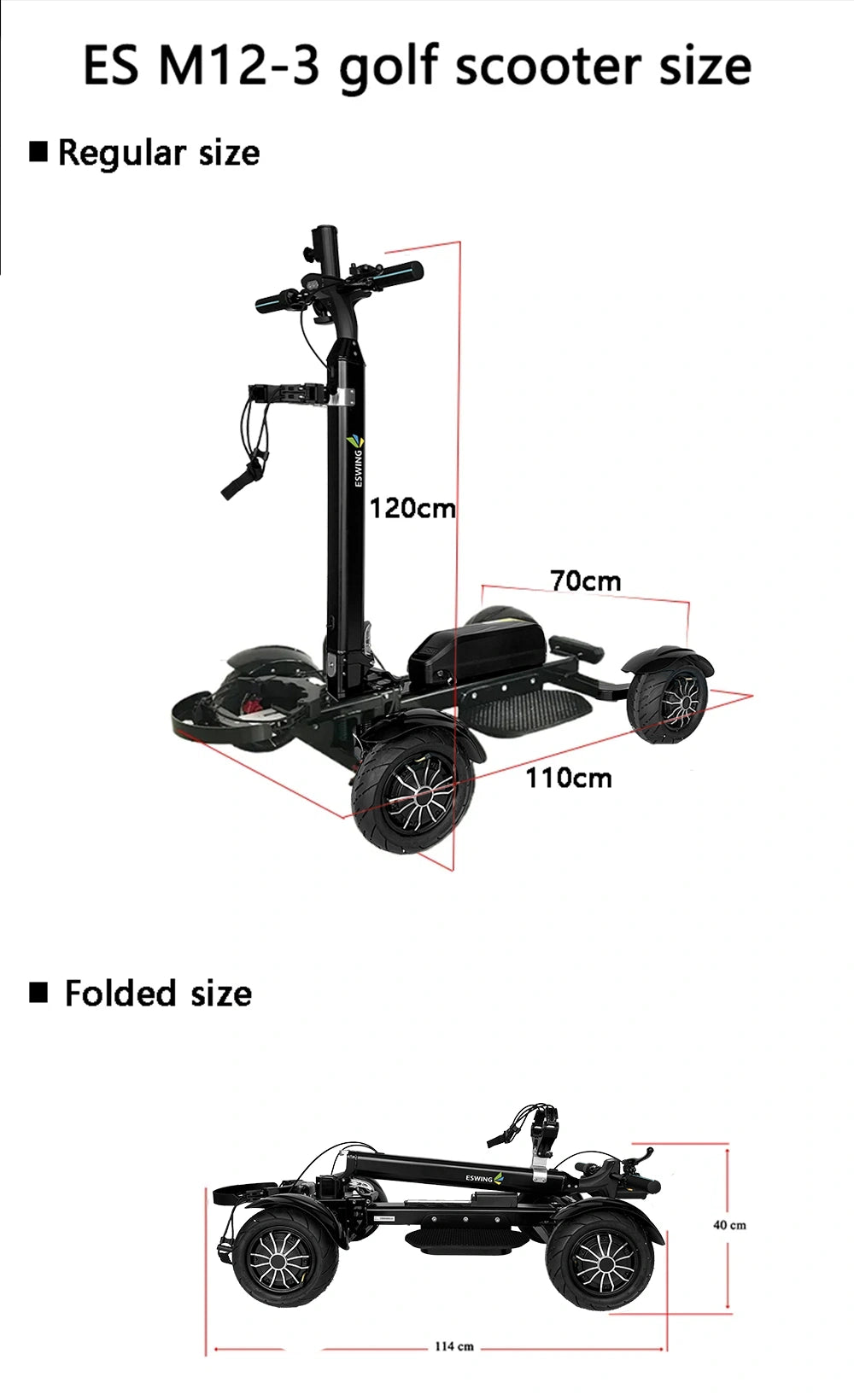 Rafknúin golfskutla (aðeins 40kg) Þægilegt sæti og regnhlífa haldari fylgir með tækinu.